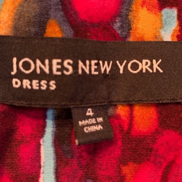 Jones New York Dress Women's 4 Floral Multicolor Sleeveless A-Line Dress Bold - Picture 4 of 5